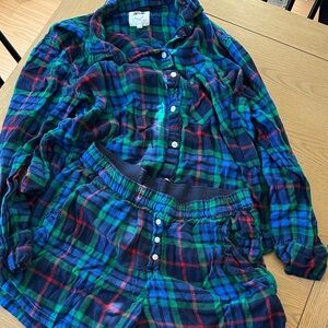 Aerie Plaid Pajama Set - Blue and Green